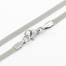 Men's 304 Stainless Steel Mesh Chain Necklaces, with Lobster Claw Clasps, Stainless Steel Color, 19.7 inch(50cm)(STAS-O037-73P)