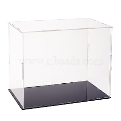 Transparent Plastic Minifigure Display Cases, Dustproof Action Figure Display Box, with Black Base, for Models, Building Blocks, Doll Display Holders, White, 26x16x20.5cm(ODIS-WH0029-72A)