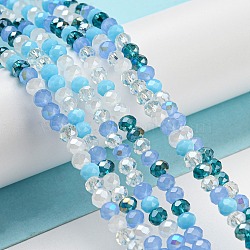 Glass Beads Strands, Faceted, Rondelle, Light Sky Blue, 4x3mm, Hole: 0.4mm, about 123~127pcs/strand, 15.75~16.5 inch(40~42cm)(EGLA-A034-M4mm-12)