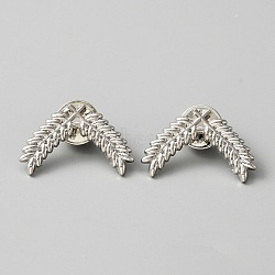 Alloy Wheat Shape Brooch Pin, Fashion Badge for Clothes Shawl, Platinum, 18x29x1.5mm, Pin: 1mm(JEWB-WH0028-10P)