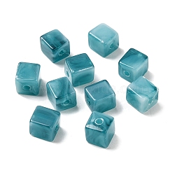 Transparent Acrylic Beads, Cube, Dark Cyan, 8x8x9mm, Hole: 2mm, about 920~940pcs/500g(OACR-A021-14A)