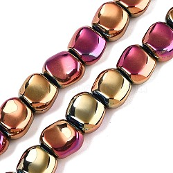 Electroplate Glass Beads Strands, Pearl Luster Plated, Square, Crimson, 10.5x10.5~11x6.5mm, Hole: 1mm, about 59~60pcs/strand, 25.12~25.59 inch(63.8~65cm)(EGLA-N012-07O)