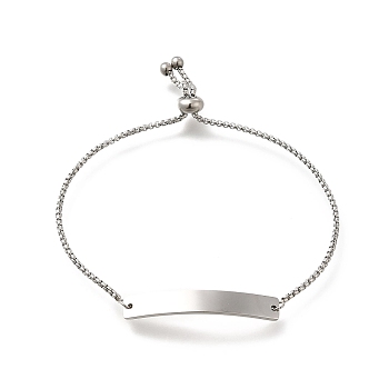 304 Stainless Steel Box Chain Slider Bracelets, Blank Link Bracelets for Women, Stainless Steel Color, 10-3/4 inch(27.35cm)