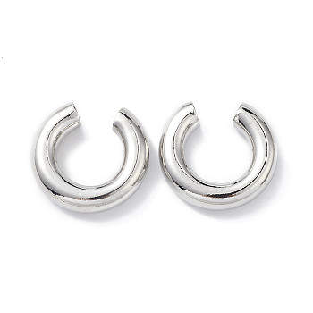 Rack Plating Brass Ring Cuff Earrings for Women, Lead Free & Cadmium Free, Platinum, 20x5.5mm