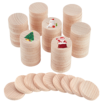 Unfinished Wooden Discs, Wood Cutout Circles Chips, for Arts & Crafts Projects, Flat Round, BurlyWood, 3x0.5cm, 100pcs/bag