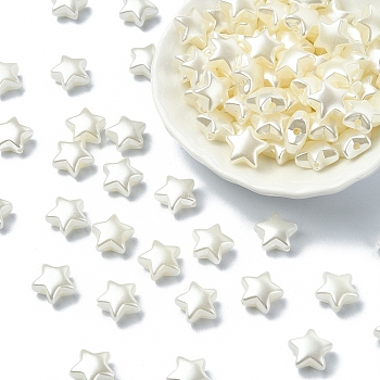 ABS Plastic Imitation Pearl Beads, Ghost White, Star, 10.5x11.5x6mm, Hole: 1.5mm