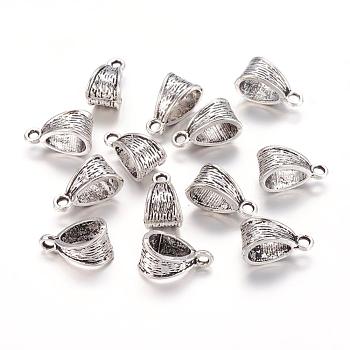 Tibetan Style Tube Bails, Loop Bails, Bail Beads, Antique Silver Color, about 7.5mm wide, 15mm long, hole: 1.5mm