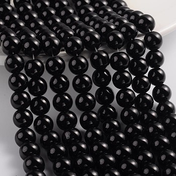 Painted Glass Bead Strands, Baking Paint, Round, Black, 10mm, Hole: 1.3~1.6mm, about 80pcs/strand, 31.4 inch