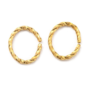 316 Surgical Stainless Steel Jump Rings, Open Jump Rings, Twisted, Oval, Real 18K Gold Plated, 18 Gauge, 12x10x1mm, Inner Diameter: 9.8x8mm