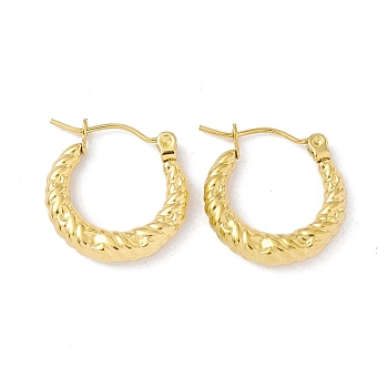 Ion Plating(IP) 304 Stainless Steel Twist Rope Chunky Hoop Earrings for Women, Golden, 18.5x18x3.5mm, Pin: 0.6mm