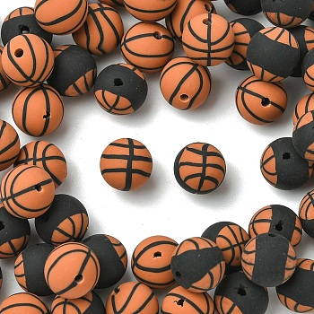 60Pcs 2 Styles Handmade Polymer Clay Beads, Ball Games, Mixed Shapes, 9.5~10mm, Hole: 1.5~2mm, 30pcs/style