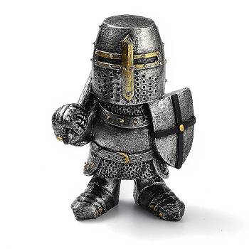 Resin Knight Guard Home Display Decorations, Antique Silver & Golden, 94x74x125.5mm
