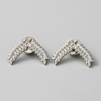 Alloy Wheat Shape Brooch Pin, Fashion Badge for Clothes Shawl, Platinum, 18x29x1.5mm, Pin: 1mm