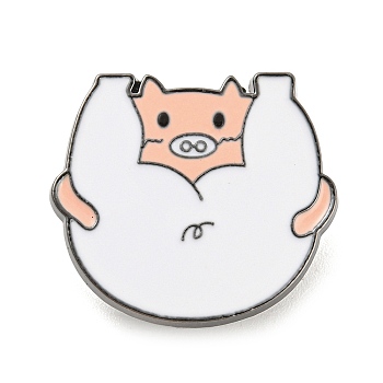 Animal Enamel Pins, Gunmetal Alloy Brooches for Backpack Clothes, Pig, 22.5x25x2mm