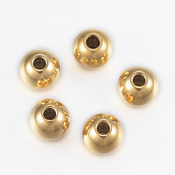 Ion Plating(IP) 304 Stainless Steel Beads, Round, Golden, 5x4.5mm, Hole: 1.5mm