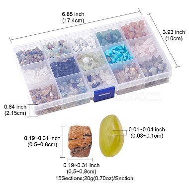 300g 15 colores cuentas de piedras preciosas naturales y sintéticas(G-YW0001-04)-3