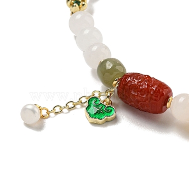 Round Natural White Jade Beaded Wrap Bracelets(BJEW-M315-07)-2