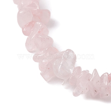 Pulseras elásticas con cuentas de chips de cuarzo rosa natural para mujer(BJEW-JB10046-01)-3