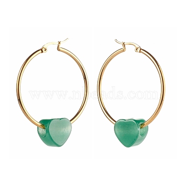 Heart Natural Green Aventurine Beads Earrings for Girl Women(EJEW-JE04638-03)-4