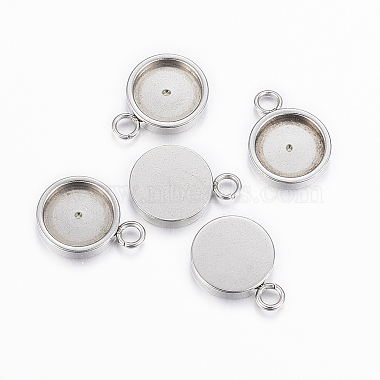 Stainless Steel Color Flat Round Stainless Steel Charms