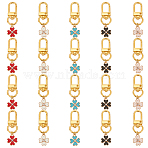 20Pcs 5 Colors Alloy Enamel Pendant Decorations, with Alloy Swivel Clasps, Clover, Mixed Color, 48mm, 4pcs/color(HJEW-GO00014)