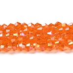 Transparent Electroplate Glass Beads Strands, AB Color Plated, Faceted, Bicone, Orange Red, 3.5~3.8mm, about about 107~110pcs/strand, 32.5~34cm(GLAA-F029-3mm-A11)