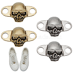 2Pairs 2 Colors Detachable Brass Shoe Decoration, Skull, Antique Silver & Antique Golden, 17x27.5x7mm, Hole: 4mm, 1pair/color(AJEW-FG0007-77)