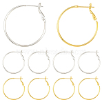 10Pcs 2 Colors Brass Hoop Earrings, DIY Material for Basketball Wives Hoop Earrings, Nickel Free, Golden & Silver, 30x1.2mm, 5pcs/color(KK-YW0003-68)