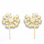 201 Stainless Steel Pendants, Dandelion Charm, Real 18K Gold Plated, 43x29x1mm, Hole: 1.6mm(STAS-N090-LA966-2)
