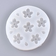 Sakura Silicone Molds, Food Grade Fondant Molds, For DIY Cake Decoration, Chocolate, Candy, UV Resin & Epoxy Resin Craft Making, White, 106.5x14.5mm, Flower: 26.5mm, Petal: 11x8.5mm(DIY-I038-01)