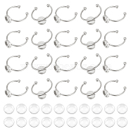 DIY Half Round Blank Dome Ring Making Kit, Including 201 Stainless Steel Cuff Pad Ring Settings, Glass Cabochons, Stainless Steel Color, 40Pcs/box(DIY-UN0004-02)