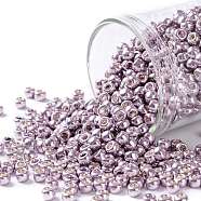 TOHO Round Seed Beads, Japanese Seed Beads, (554) Galvanized Lavender, 8/0, 3mm, Hole: 1mm, about 222pcs/bottle, 10g/bottle(SEED-JPTR08-0554)