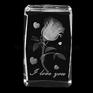 Transparent Glass Display Decorations, for Valentine's Day, Rectangle with Rose & Word I Love You, Clear, 8x5x5cm(DJEW-WH0010-42)