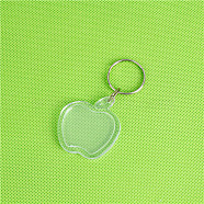 Acrylic Photo Frame Keychain, with Iron Split Key Rings, Apple, 4.5x4cm(KEYC-YW0001-07-K)