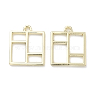 Rack Plating Alloy Pendants, Lead Free & Cadmium Free & Nickel Free, Square Charms, Golden, 23x19x2mm, Hole: 2mm(PALLOY-F311-14G)