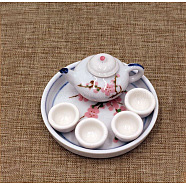 Mini Ceramics Tea Set, including Teapots, Teacups, Dishes, for Dollhouse Accessories, Pretending Prop Decorations, Flower, 55x45mm(PW-WG61590-03)