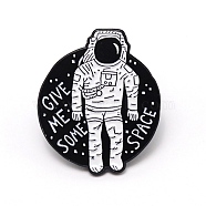 Give Me Some Space & Astronaut Cartoon Enamel Pin, Zinc Alloy Enamel Brooch for Jacket Backpack Hat Pant Accessories, Black, 29.5x25x11mm(JEWB-TAC0002-33)