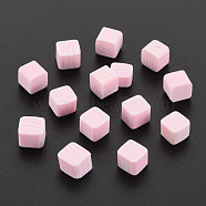 Handmade Polymer Clay Beads, No Hole, Cube, Pink, 5~5.5x5~5.5x4~5mm, about 5500pcs/1000g(CLAY-N006-93J)
