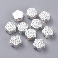 304 Stainless Steel Bead Rhinestone Settings, Flower, Silver, 9x9x5mm, Hole: 2.5mm;  Fit For 1.2mm and 1.5mm Rhinestone(STAS-K210-38S)