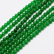 Natural Malaysia Jade Bead Strands, Round Dyed Beads, Green, 8mm, Hole: 1mm, about 48pcs/strand, 15 inch(G-M097-8mm-05)