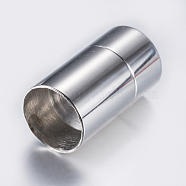 304 Stainless Steel Magnetic Clasps with Glue-in Ends, Smooth Surface, Column, Stainless Steel Color, 20x11mm, Hole: 10mm(STAS-F132-55P-10mm)