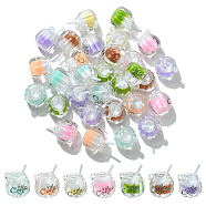 Luminous Acrylic Pendants, Coffee Cup, Glow in the Dark, Mixed Color, 19x21x15.5mm, Hole: 1.6mm, 30pcs/bag(OACR-CJ0001-46)