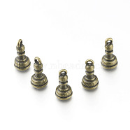 Alloy Charms, Pawn Chess Pieces, Antique Bronze, 14.5x7.5mm, Hole: 1.5mm(PALLOY-H201-01AB)