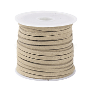 Flat Faux Suede Cord, Faux Suede Lace, Light Khaki, 3x1.5mm, about 5.46 yards(5m)/roll(X-LW-R003-16)