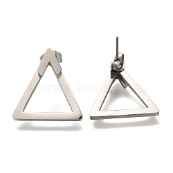 304 Stainless Steel Hollow Triangle Stud Earrings, Stainless Steel Color, 21x19mm(EJEW-C118-05C)