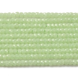 Synthetic Luminous Stone Beads Strands, Faceted, Barrel, Glow in the Dark, Pale Green, 3x2mm, Hole: 0.6mm, about 156pcs/strand, 14.17 inch(36cm)(G-C086-01A-08)