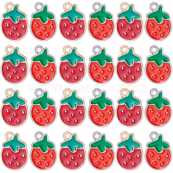 SUNNYCLUE 60Pcs 2 Styles Alloy Enamel Pendants, Strawberry, Red, Mixed Color, 16.5x11.5x1.5~2mm, Hole: 1.6~1.8mm, 30pcs/style(ENAM-SC0003-87)