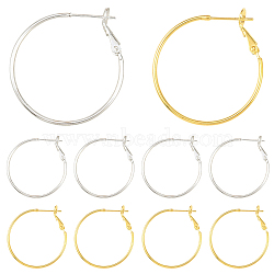 10Pcs 2 Colors Brass Hoop Earrings, DIY Material for Basketball Wives Hoop Earrings, Nickel Free, Golden & Silver, 30x1.2mm, 5pcs/color(KK-YW0003-68)