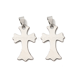 Non-Tarnish 201 Stainless Steel Cross Stamping Blank Tag Pendants, with Snap on Bails, Stainless Steel Color, 36x21x1mm, Hole: 3mm(STAS-S030-04)