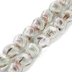 Handmade Milleflori Glass Beads Strands, Square, WhiteSmoke, 10.5x11.5~12x7mm, Hole: 1mm, about 50pcs/strand, 20.63''(52.4cm)(LAMP-M018-01A-03)